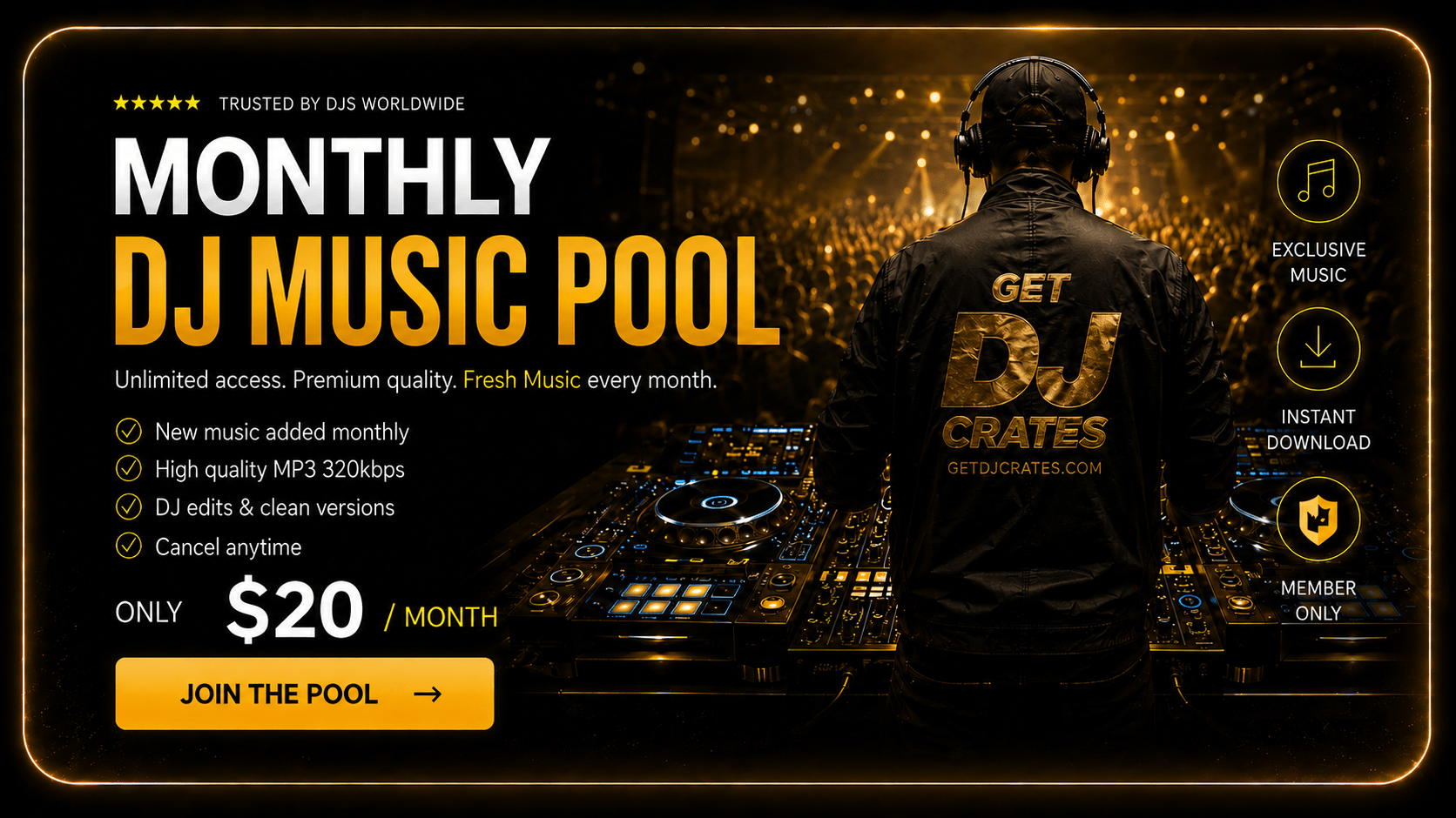 Monthly DJ Music Pool - unlimited access, premium quality, fresh music every month